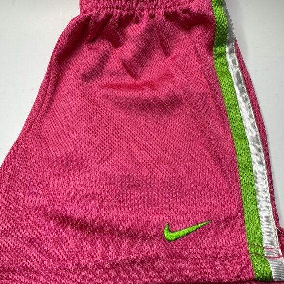 🩷 Nike Dri-Fit Girls' Mesh Shorts | Size 6X | Pink & Green - Picture 2 of 3